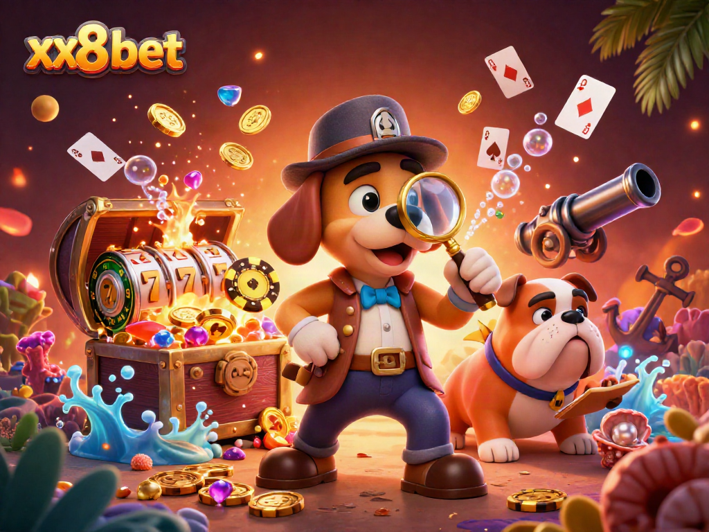 Win big with xx8 bet as the detective discovers clues amidst 3D casino treasures.