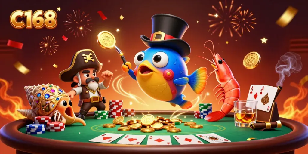 Catch shimmering coins with C168 at an exciting online casino atmosphere.