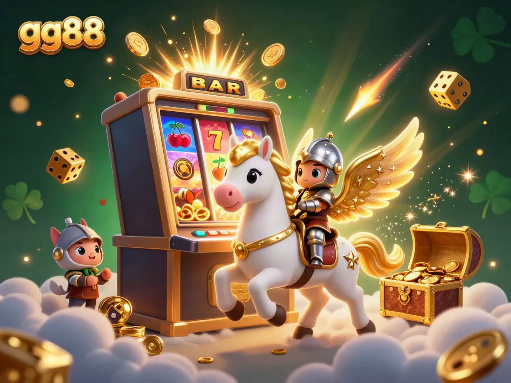 Experience thrilling wins at gg88 with a 3D cartoon scene full of vibrant casino elements.