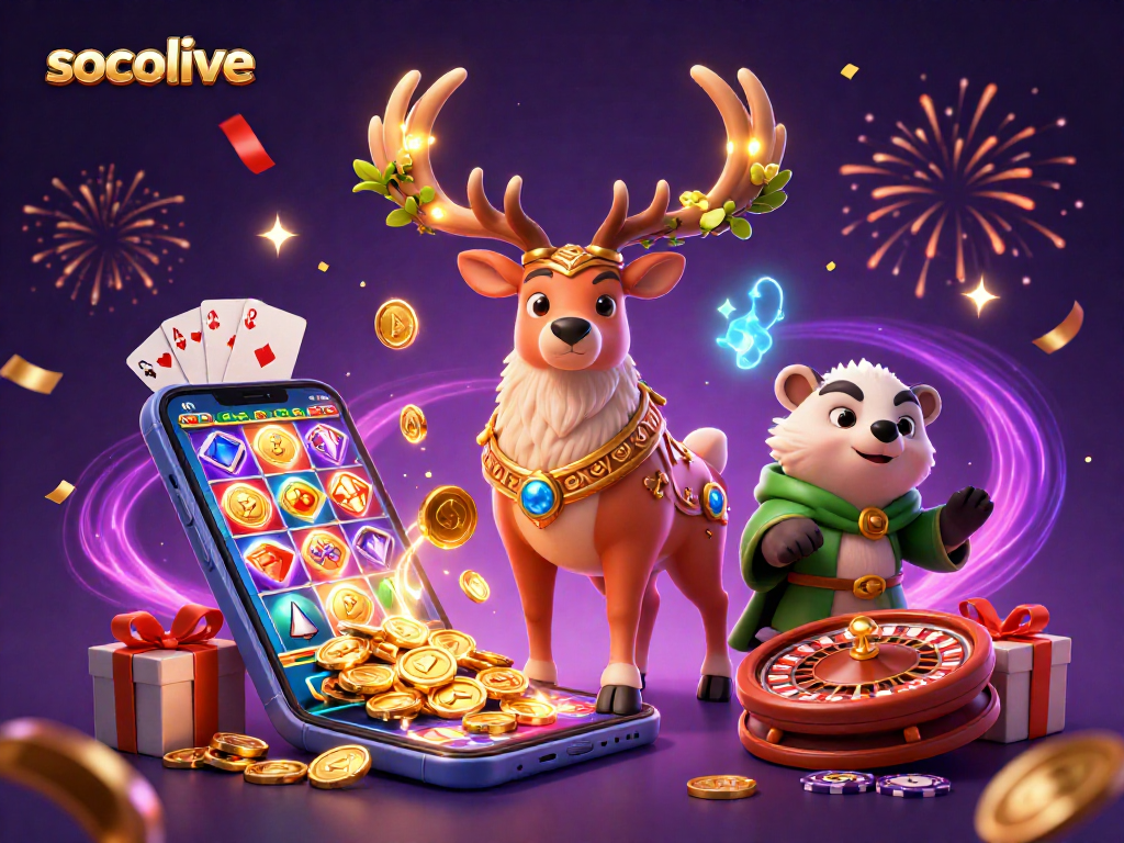 Socolive streamlines exciting sports betting with vibrant illustrations of dynamic casino elements.