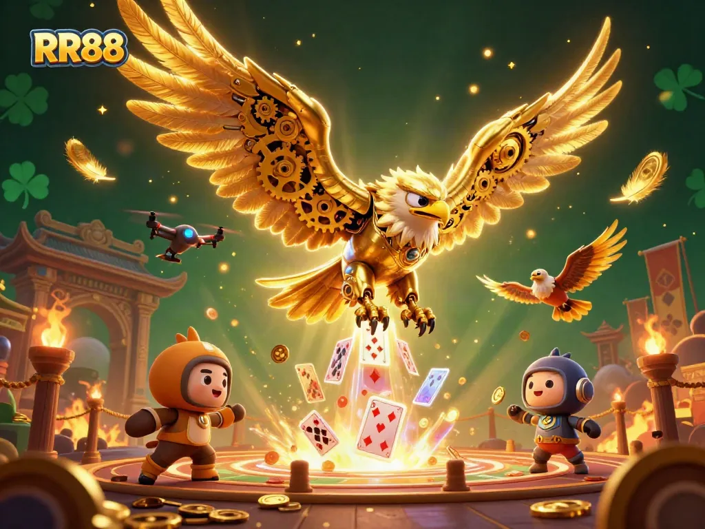 Engage with RR88's thrilling holographic games amid golden eagle animations.